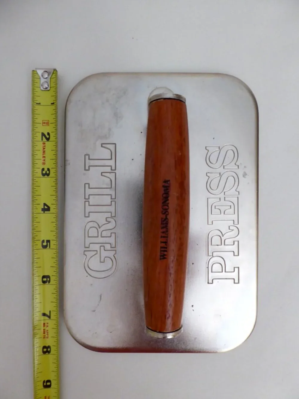 5.5” X 8” WILLIAMS SONOMA GRILL PRESS SOLID STAINLESS STEEL PRE-OWNED